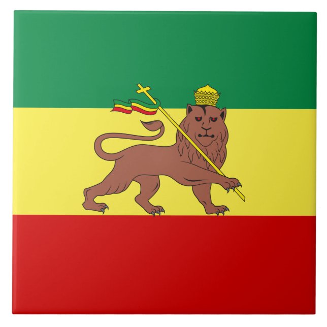 Rastafarisk Flagga (Rastafari) (Rasta) Kakelplatta (Framsidan)