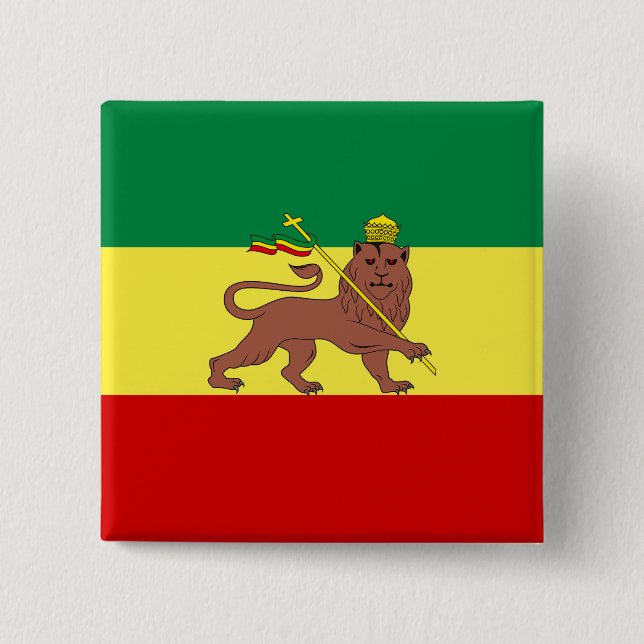 Rastafarisk Flagga (Rastafari) (Rasta) Knapp (Framsida)