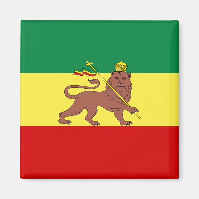 Rastafarisk Flagga (Rastafari) (Rasta) Magnet (Framsidan)