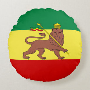 Rastafarisk Flagga (Rastafari) (Rasta) Rund Kudde