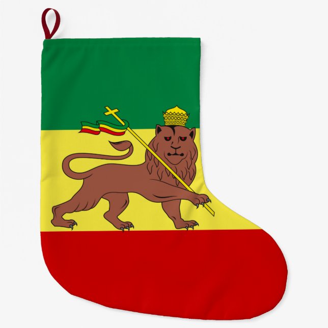 Rastafarisk Flagga (Rastafari) (Rasta) Stor Julstrumpa (Framsidan)