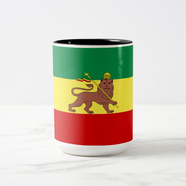 Rastafarisk Flagga (Rastafari) (Rasta) Två-Tonad Mugg (Center)