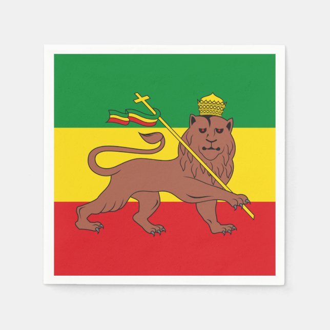 Rastafariska Flagga i Etiopien Lejon av Judah Post Pappersservett (Framsidan)