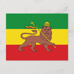 Rastafariska Flagga i Etiopien Lejon om Judah Vykort