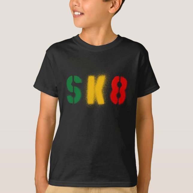 rastaflagga för estencil sk8 tee shirt (Framsida)