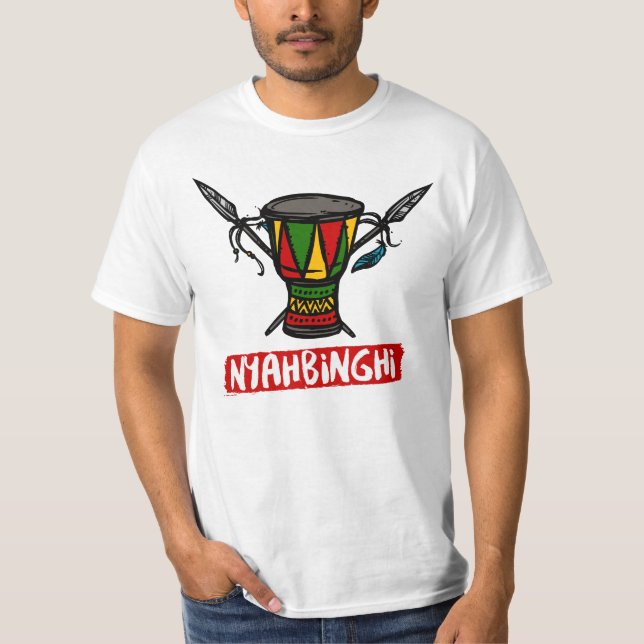 Rastaman Nyahbinghi Drum Rasta Färg Reggae T Shirt (Framsida)