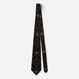 Rastande svart och Guld Geometric Neck Tie Slips