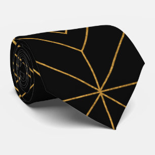 Rastande svart och Guld Geometric Neck Tie Slips