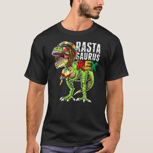 Rastasaurus Rex Rastafarian T Rex Dinosaur Reggae  T Shirt (Framsida)
