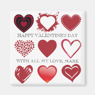 raster 3x3 av hjärtavalentinesmagneten magnet