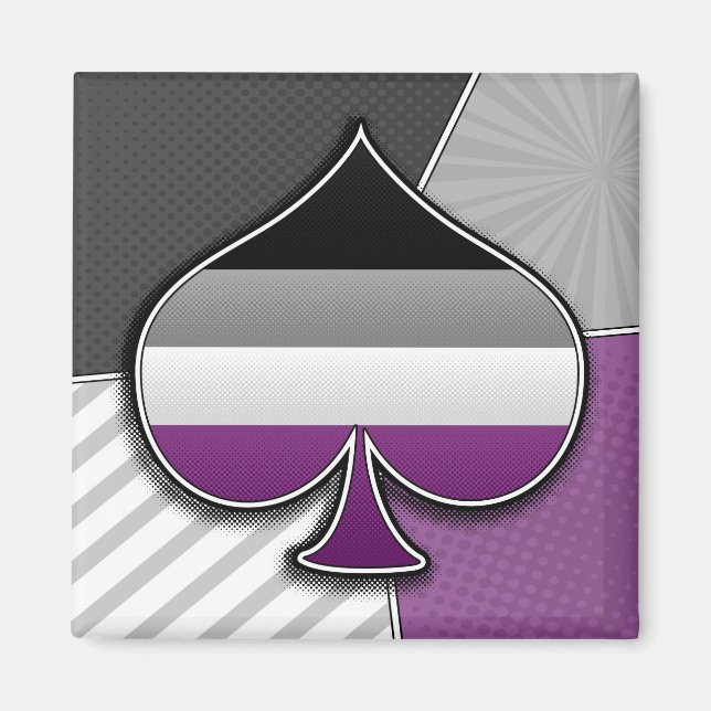 Raster Asexuellt Pride Ace Symbol med Flagga Magnet (Framsidan)