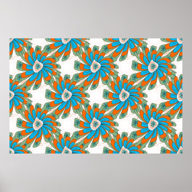 Raster blommönster med abstrakt blommor. Abstr Poster (Framsidan)
