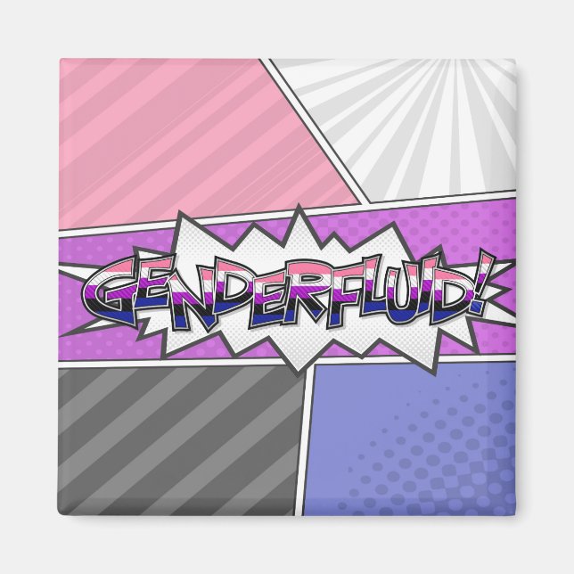 Raster Gender Fluid Pride Typografi med Flagga Magnet (Framsidan)