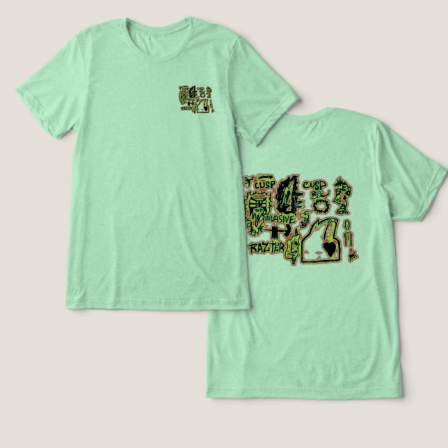 Raster Grimey Glow konstverk T Shirt (Design fram och bak)