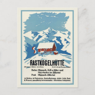 Rastkogelhütte Tyskland Vintage affisch 1938 Vykort