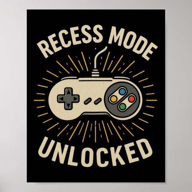 Rastlägesläge upplåst Retro School Gamer Controlle Poster (Framsidan)