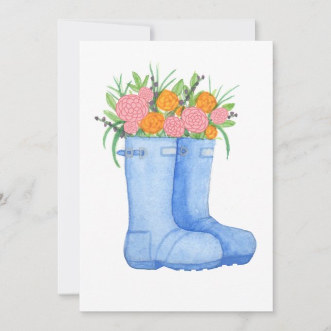 Raststövlar fyllda med blomstergratulationskort tack kort (Framsida)