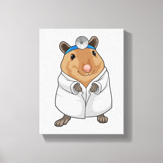 Rat as Doctor with Doctor's coat Canvastryck (Framsida)
