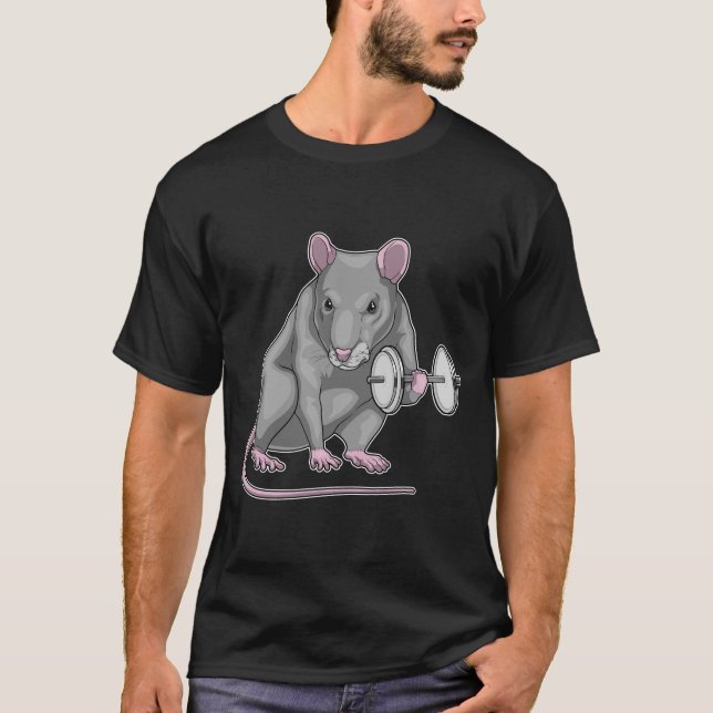Rat Bodybuilding Dumbbell T Shirt (Framsida)