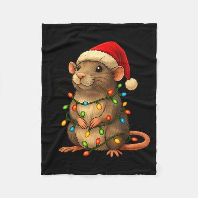 Rat Christmas Pajama Funny Xmas Lights Animals Lov Fleecefilt (Framsidan)