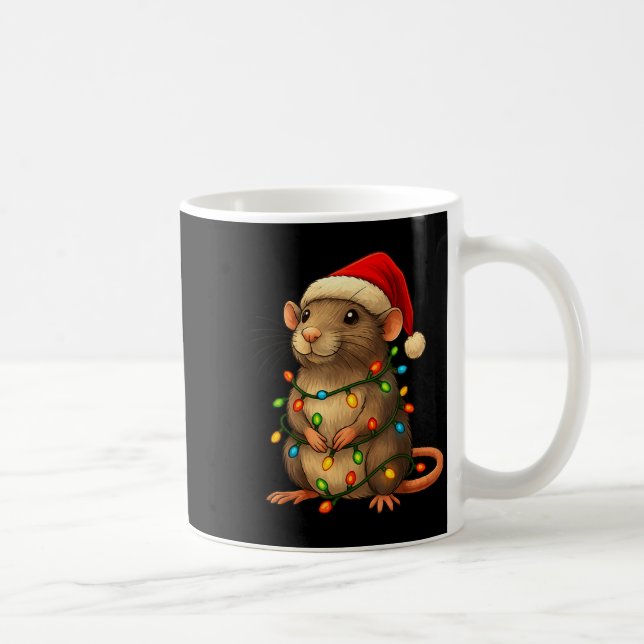 Rat Christmas Pajama Funny Xmas Lights Animals Lov Kaffemugg (Höger)