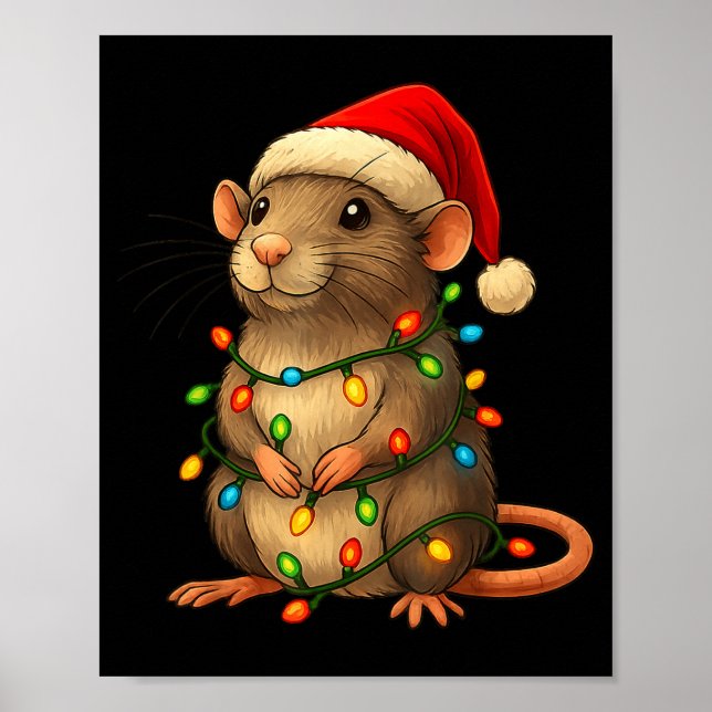 Rat Christmas Pajama Funny Xmas Lights Animals Lov Poster (Framsidan)