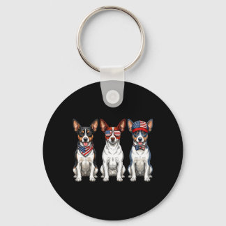 Rat Terrier 4 juli amerikansk flagga hund Nyckelring