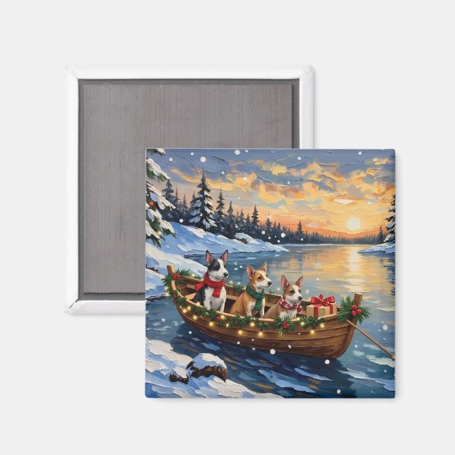 Rat Terrier Christmas Boat Holiday Magnet (Front/Back)