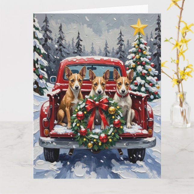 Rat Terrier Christmas Red Truck Holiday Kort (Gul blomma)