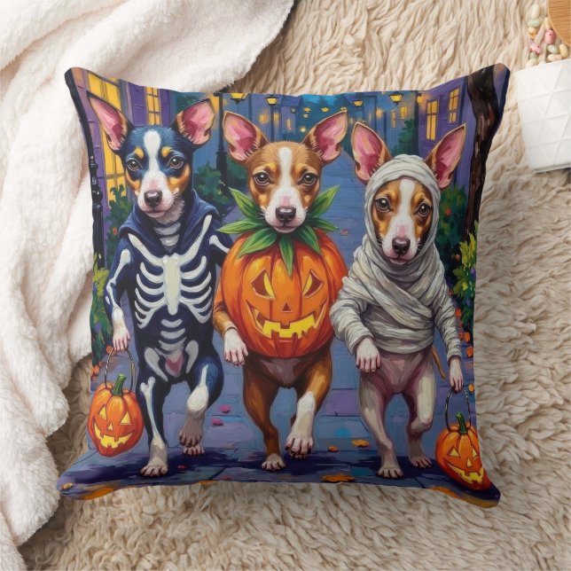 Rat Terrier Halloween-kostymer för trick-or-treat Kudde (Filt)