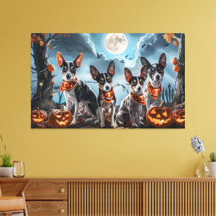 Rat Terrier Halloween Kuslig Canvastryck