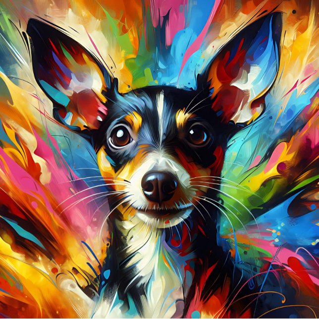 Rat Terrier Hund Akryltryck | Färgrik | Livfull Pussel (Skapare uppladdad)