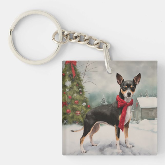 Rat Terrier Hund i Snö Jul  (Framsidan)