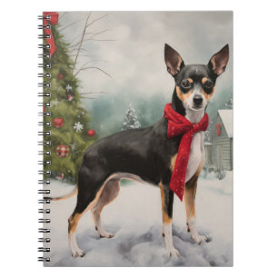 Rat Terrier Hund i Snö Jul Anteckningsbok
