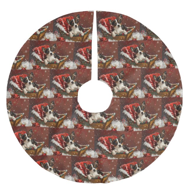 Rat Terrier Hund Jul Festlig Julgransmatta Borstad Polyester (Framsidan)