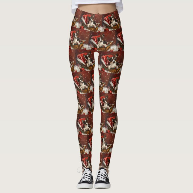 Rat Terrier Hund Jul Festlig Leggings (Framsida)