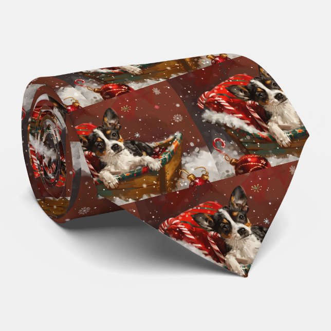 Rat Terrier Hund Jul Festlig Slips (Rullad)
