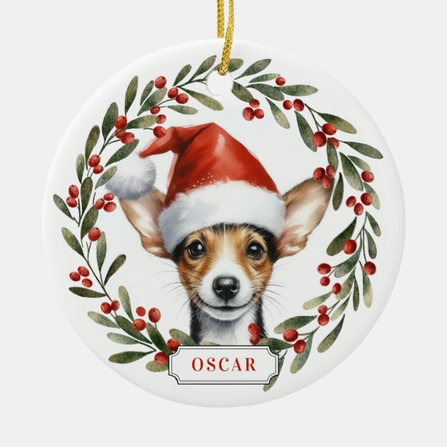 Rat Terrier Hund Keramisk Cirkulär Ornament (Framsidan)