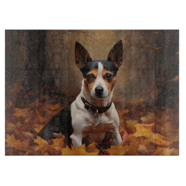 Rat Terrier i höstlöv Fall Inspire (Framsidan)