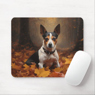 Rat Terrier i höstlöv Fall Inspire Musmatta