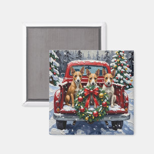 Rat Terrier Jul Röda Lastbil Holiday Magnet