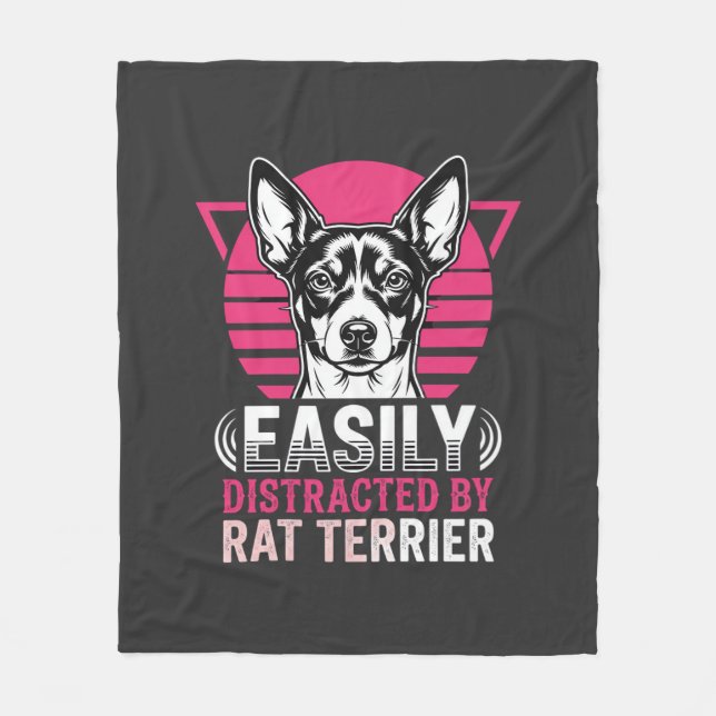 Rat Terrier Lätt Distraherad Retro Hund Fleecefilt (Framsidan)