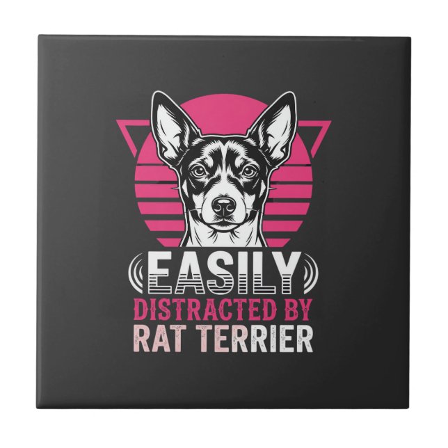 Rat Terrier Lätt Distraherad Retro Hund Kakelplatta (Framsidan)