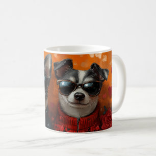 Rat Terrier med hjärtrusor Alla hjärtans dag Kaffemugg