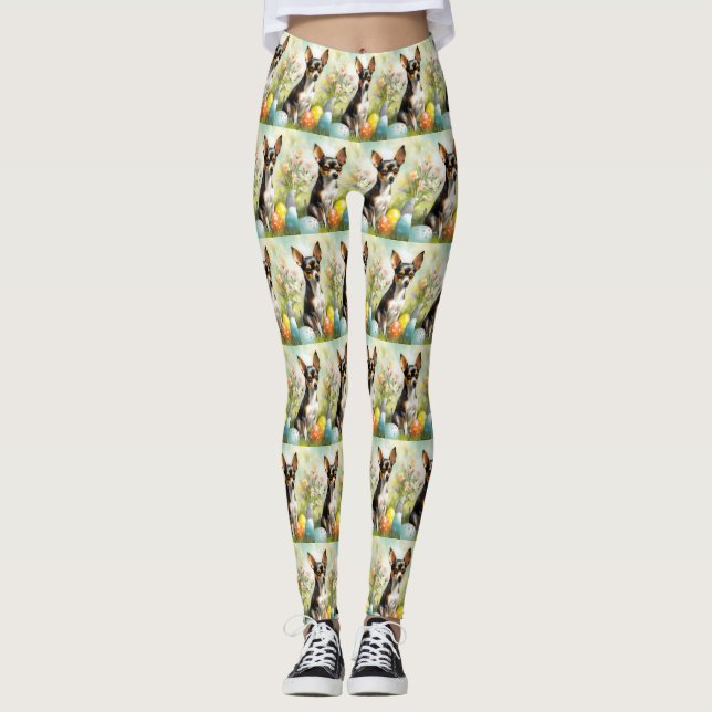 Rat Terrier med påskägg semester Leggings (Framsida)