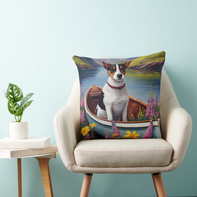 Rat Terrier på en åra: Ett naturskönt äventyr Kudde (Stol)