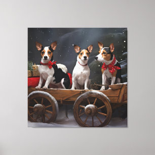Rat Terrier Snöig släde juldekoration Canvastryck