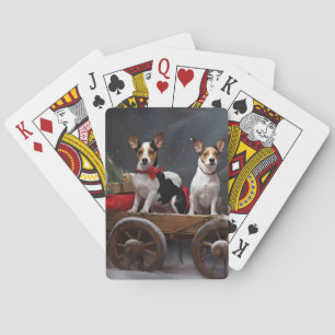 Rat Terrier Snöig släde juldekoration Casinokort