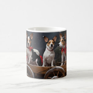 Rat Terrier Snöig släde juldekoration Kaffemugg