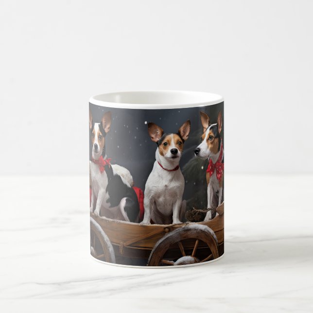 Rat Terrier Snöig släde juldekoration Kaffemugg (Center)